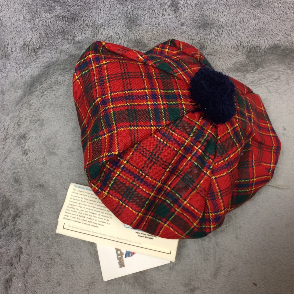 NWT Ingles Buchan Munro Tartan Plaid Wool Tam Pom Pom Hat Scotland Beret READ